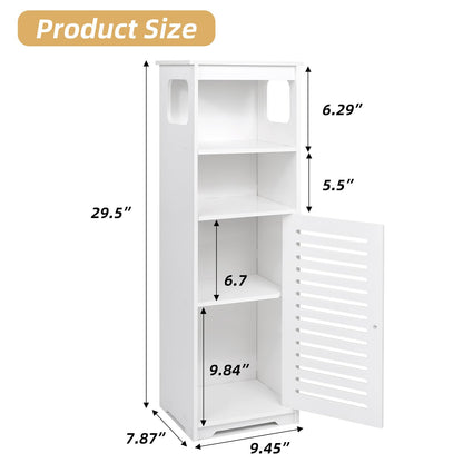 Bathroom Cabinet Waterproof, White Storage Cabinet Floor Standing Home Storage Furniture Shelf,Suitable for Toilet Bedroom Kitchen Living Room (RD)