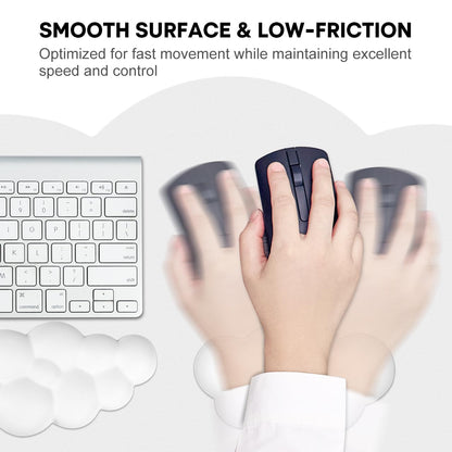 JIKIOU Large Cloud Mouse Pad Waterproof with Cloud Keyboard Wrist Pad and Cloud Mouse Wrist Pad Set, Ergonomic Computer Desk Wrist Support Mousepad for Keyboard and Mouse White