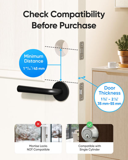 eufy Security Smart Lock C220 with Door Lever, Fingerprint Keyless Entry Door Lock, Built-in Wi-Fi, App Remote Control, Front Door Deadbolt, 8 Months Battery, Reliable Power, IP53 Waterproof