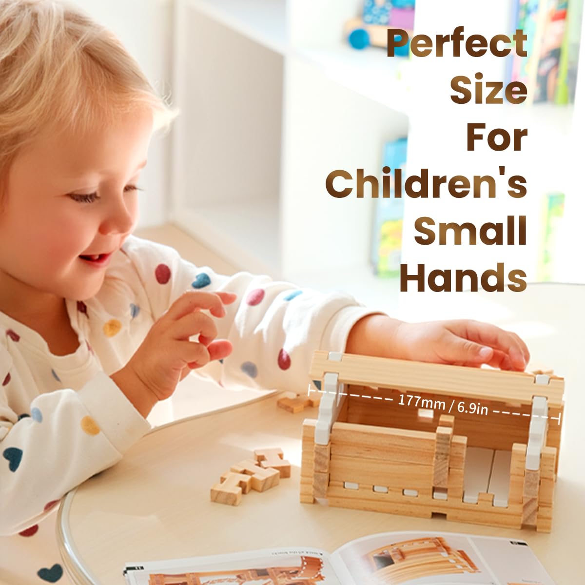 Jovi-mindly＆Notchies 96 PCS Wooden Blocks Wooden Toys with Storage Bag, Preschool Learning Toys Wood Blocks Building for Kids Ages 4-8 Creative Construction Game,FSC Certified,Birthday Toys Gifts