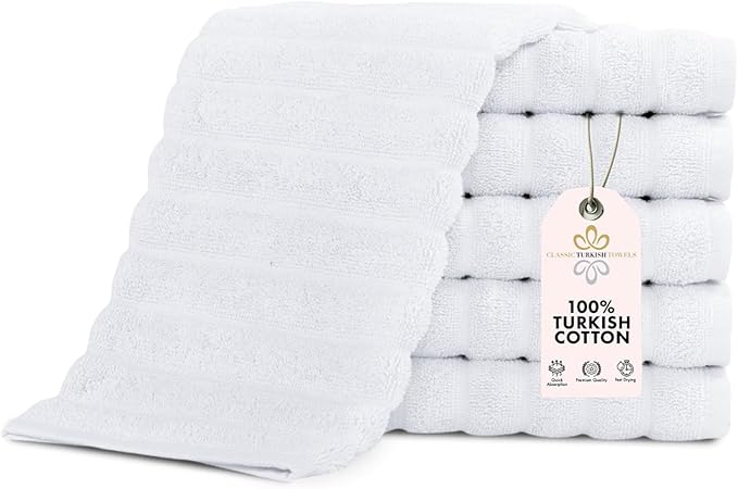 Classic Turkish Towels CTT Luxurious 100% Turkish Cotton Washcloths 6 Pack