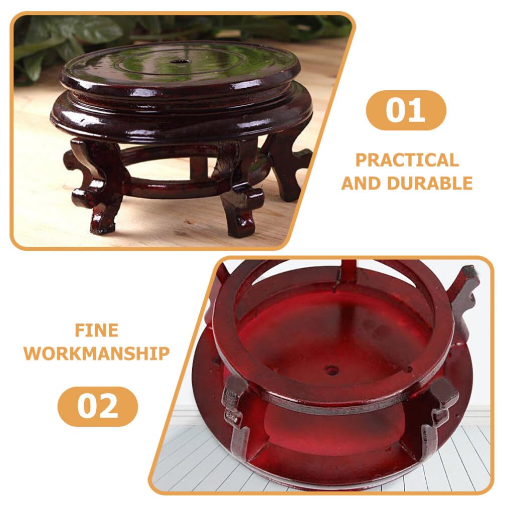 Vaguelly Wooden Plant Stand 6.3 Inch Indoor Flower Pot Holder Oriental Display Base for Succulents Vase Fishbowl Riser