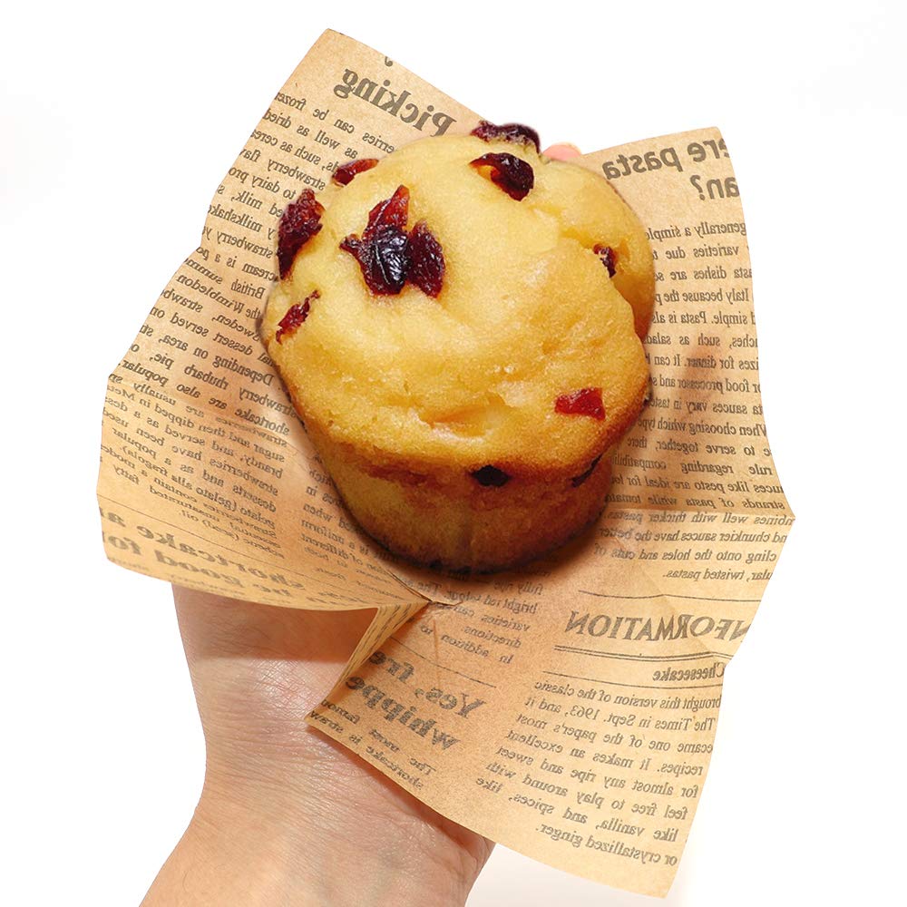 150pcs Tulip Cupcake Liners Baking Cups Muffin Liner Grease-Proof Paper Cupcake Wrappers for Wedding, Birthday Party, Standard Size (Natural Newspaper Printed)