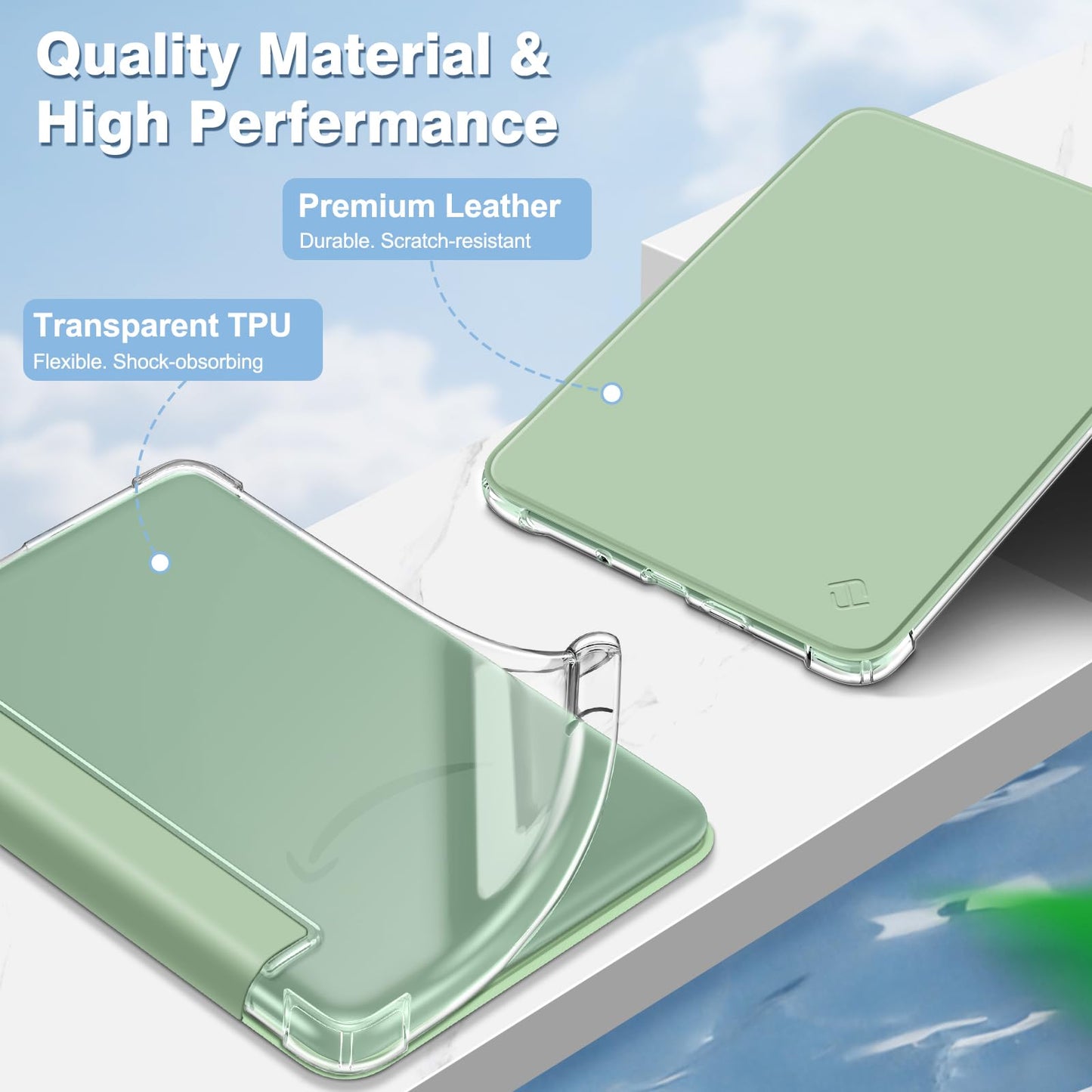 FINTIE Slim Case for 6" Kindle (11th Generation-2024/2022 Release), Ultra Clear Soft Flexible TPU Back Cover Light Shell with Auto Wake/Sleep for Kindle 2024/2022 11th Gen, Agave Green