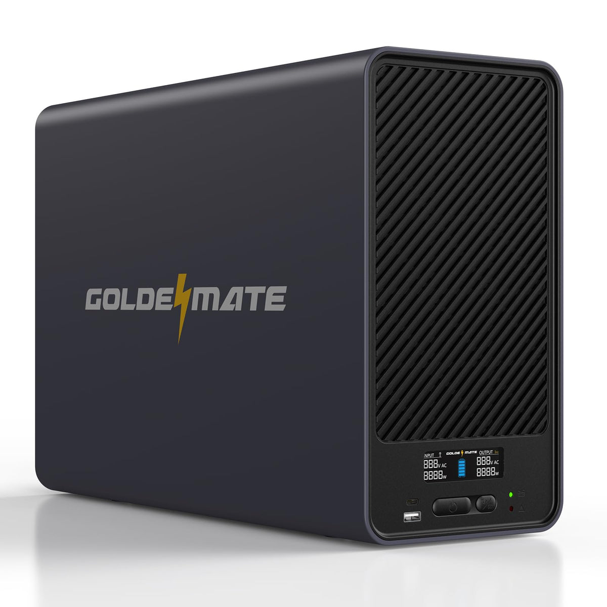 GOLDENMATE 1500VA/1200W Lithium UPS Battery Backup and Surge Protector, Backup Battery Power Supply with LiFePO4 Batteries(296Wh), AVR, Line Interactive Sinewave UPS System, 8 Ports, LCD Screen, Gray