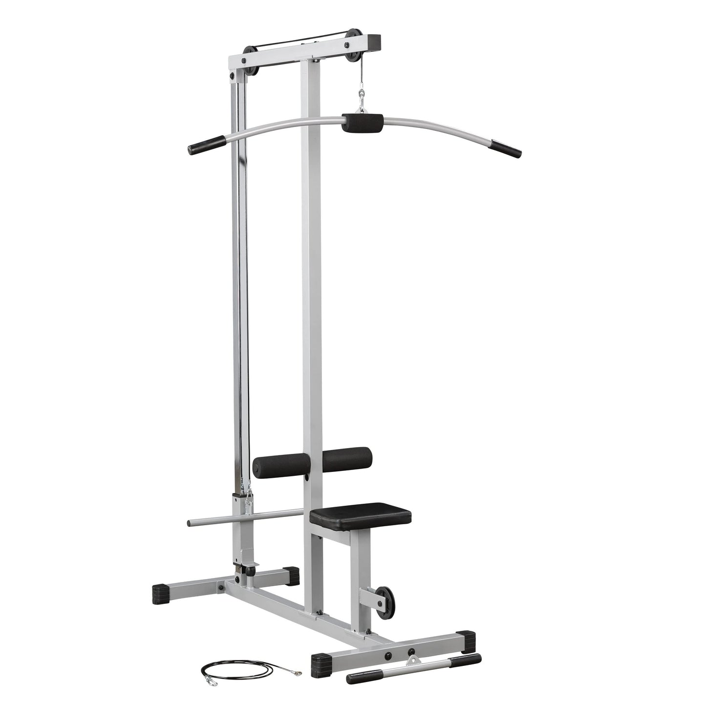 Powerline by Body-Solid LAT Pull Down Machine - Home Gym with High & Low Pulleys, Heavy Gauge Steel Construction, Includes LAT and Low Row Bars, Silver/Black (Gray/Black)
