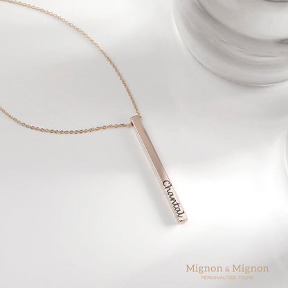 MignonandMignon Personalized Coordinates Necklaces for Women Gift for Her Custom Engraved Bar Jewelry with Kids Names for Mom Graduation Gifts - 4SBN