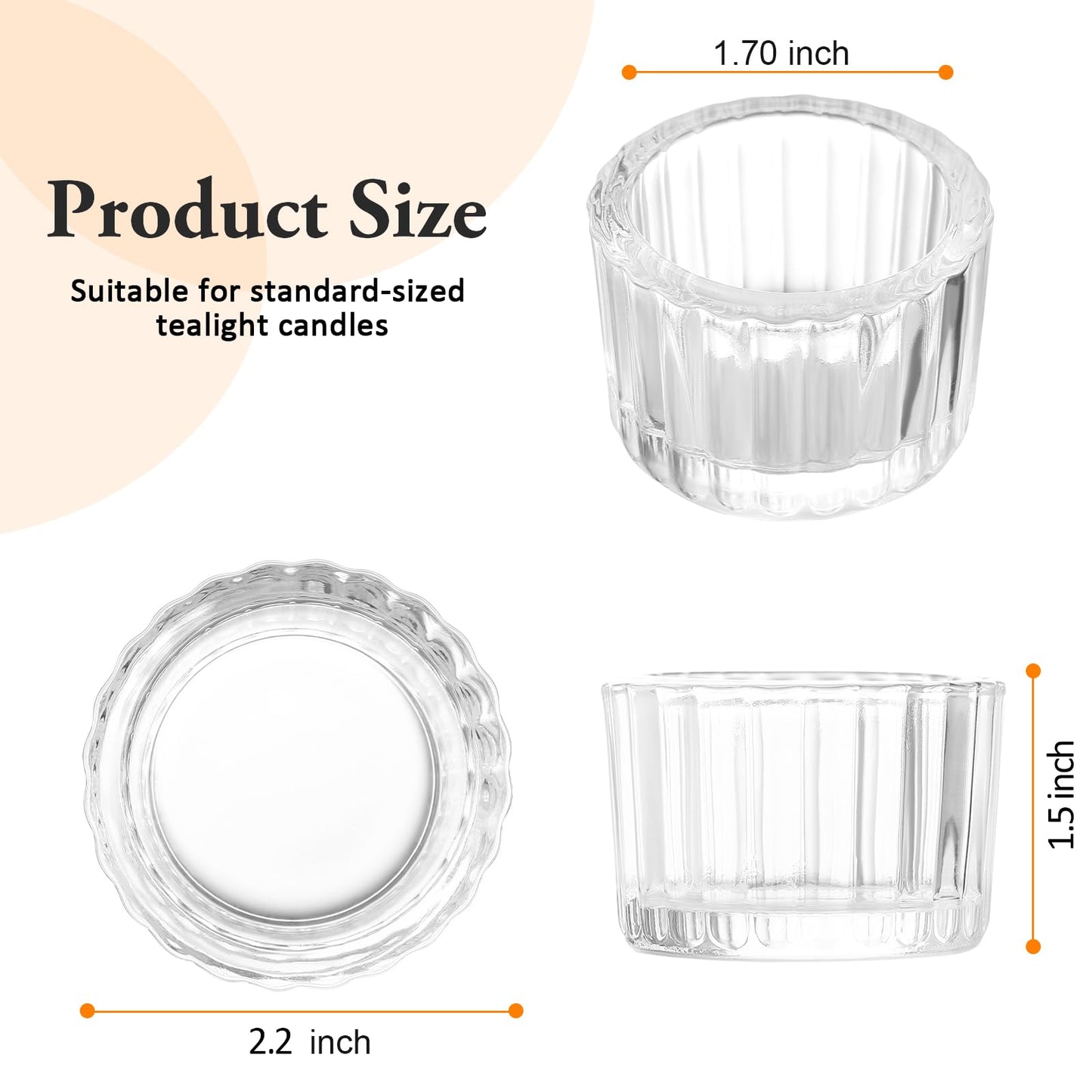GOLDEAL Tealight Candle Holders Set of 48 Thick Clear Glass, Tea Light Holder Bulk, Votive Candle Holders for Wedding Table Decor, Party Supplies, Bridal Shower Decorations, Centerpieces for Tables