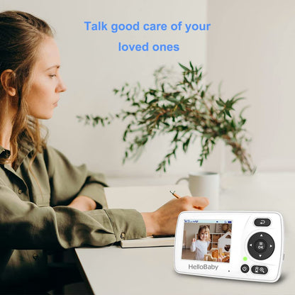 HelloBaby Baby Monitor, Upgrade Video Baby Monitor with Camera and Night Vision, 960p, No WiFi for Privacy, ECO Mode,Digital 2X Zoom,Alarm Function