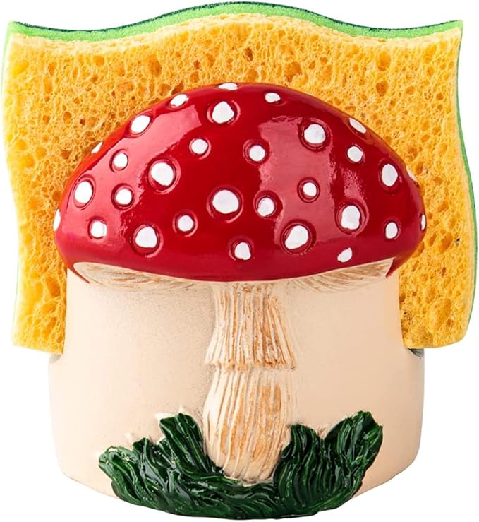 Mushroom Kitchen Sponge Holder Red Ceramic Sponge Holder