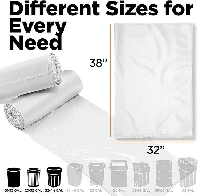 30-33 Gallon Clear Trash Bags Heavy Duty