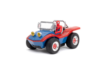 Jada Spider-Man Buggy RC with Non-Removable Spider-Man Figure – 7", Turbo Button, Full-Function Remote Control, Ages 6+, Red/Blue