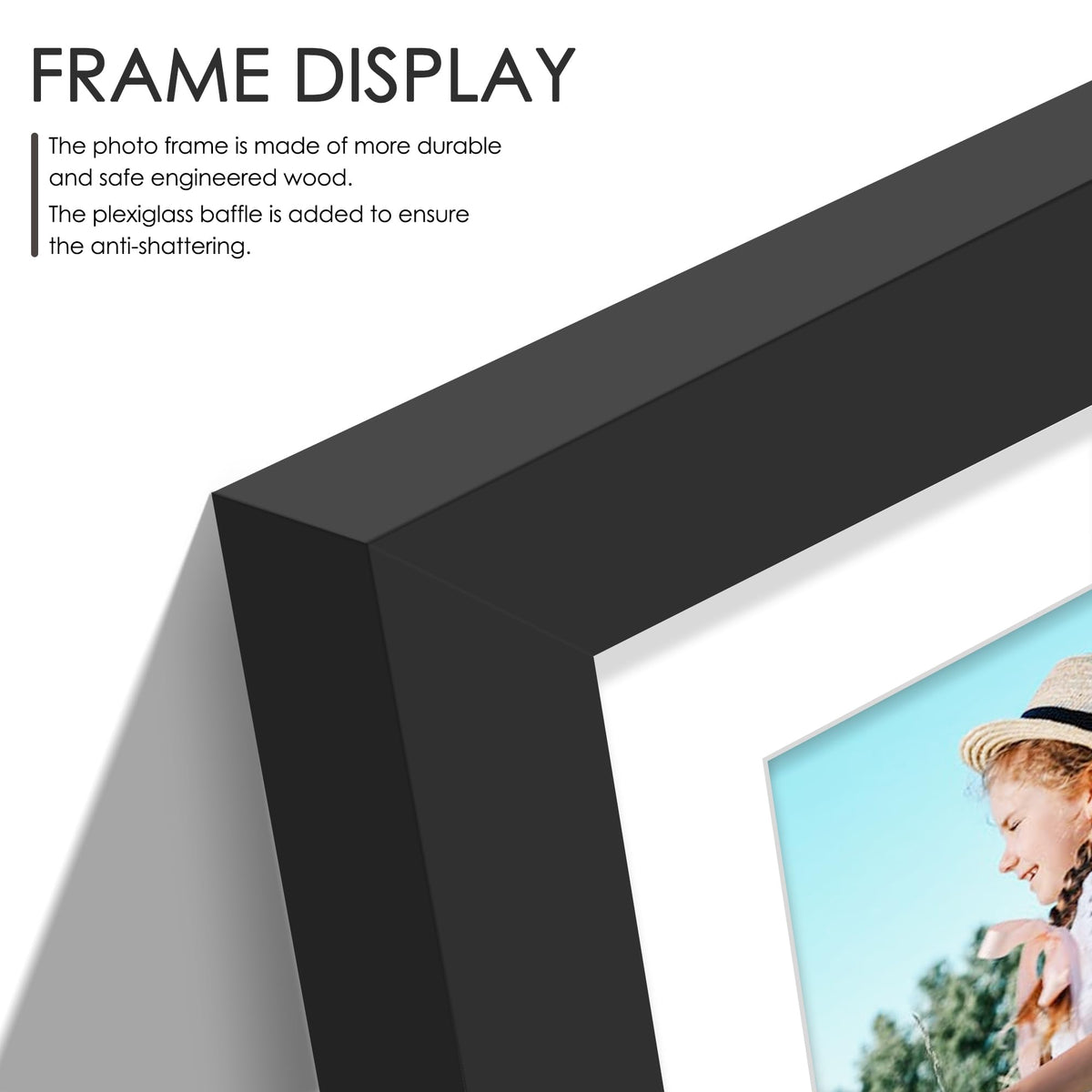 DUENPY 22x22 Picture Frame 4x6 Collage Picture Frame Displays Sixteen 4x6 inch Photos Collage Wall Decor Wall Hanging Black