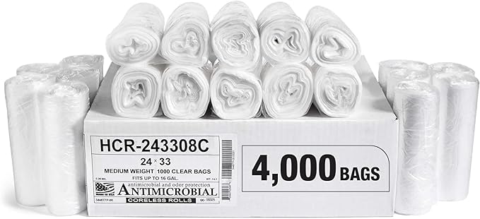 Aluf Plastics High Density Trash Bags, 16 Gallon, 8 Micron,