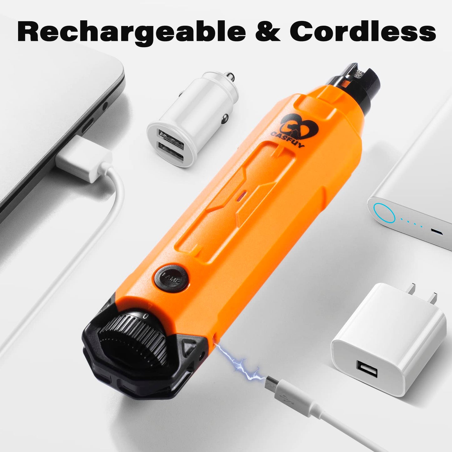 Casfuy 6-Speed Dog Nail Grinder - Newest Enhanced Pet Nail Grinder Super Quiet Rechargeable Electric Dog Nail Trimmer Painless Paws Grooming & Smoothing Tool for Large Medium Small Dogs
