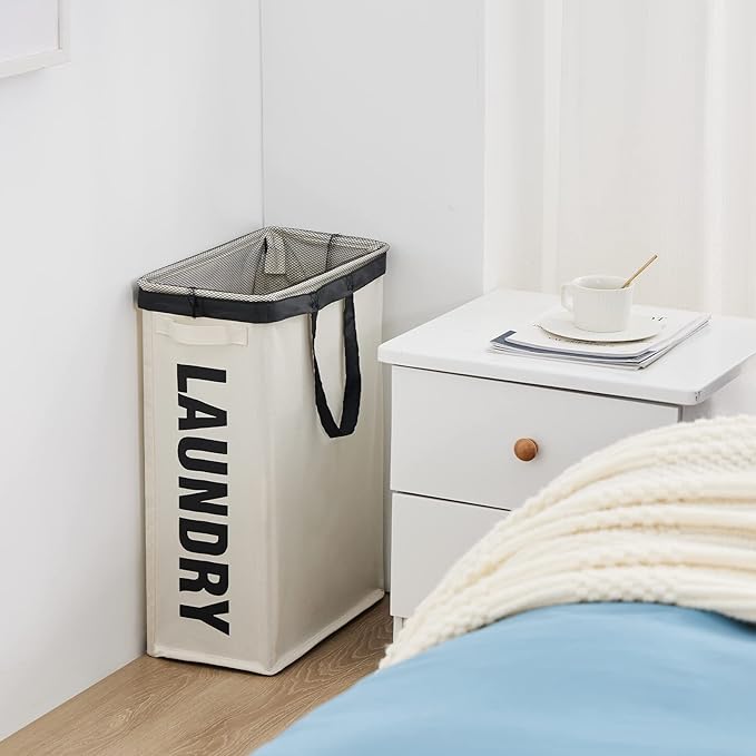 Slim Laundry Hamper with Removable Inner Bag and Side Handles, 45L Small