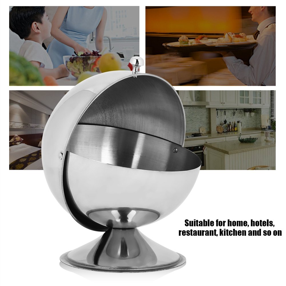 Zerodis Stainless Steel Spherical Seasoning Bottle Sugar Bowl Snack Cans Storage Container for Restaurant Kitchen