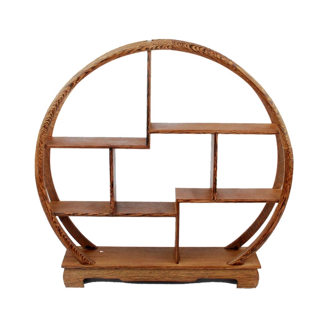 NWFashion Chinese Wooden Rosewood Display Stand Decoration 11" Curio Cabinets Shelf (Circle)