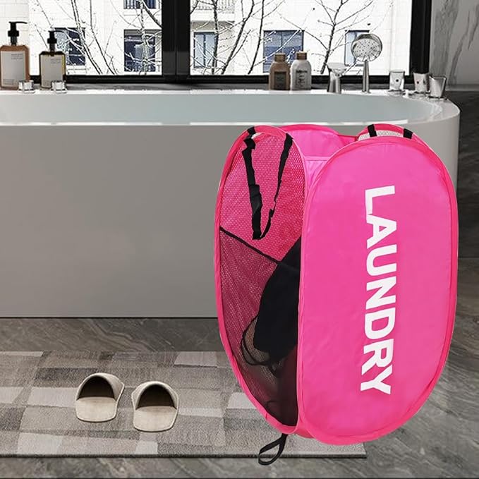 Larpur Pop Up Laundry Baskets, 2 Pack Mesh Laundry Hampers