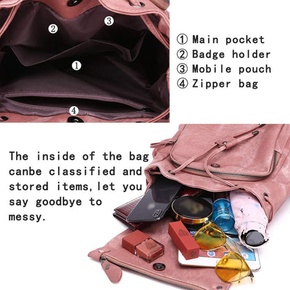 Everfunny Women Backpack Waterproof Anti-theft Lightweight PU Fashion Leather Nylon School Shoulder Bag Travel Cute Backpack Ladies(Blue)
