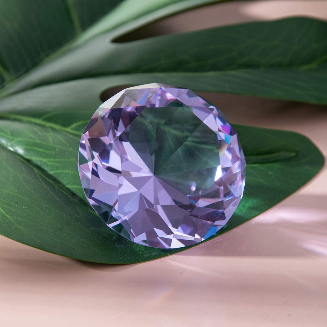 LONGWIN 50mm (2") Crystal Faceted Diamond Paperweight Wedding Favor Home Decor (Purple, 50mm)