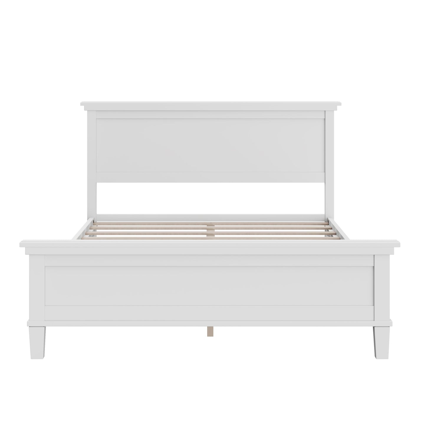Merax Full Size Platform Bed Frame with Headboard, Solid Wood Bed Frame, Mid-Century Modern Farmhouse Bed with Wood Slat Support, No Box Spring Needed, Under-Bed Storage