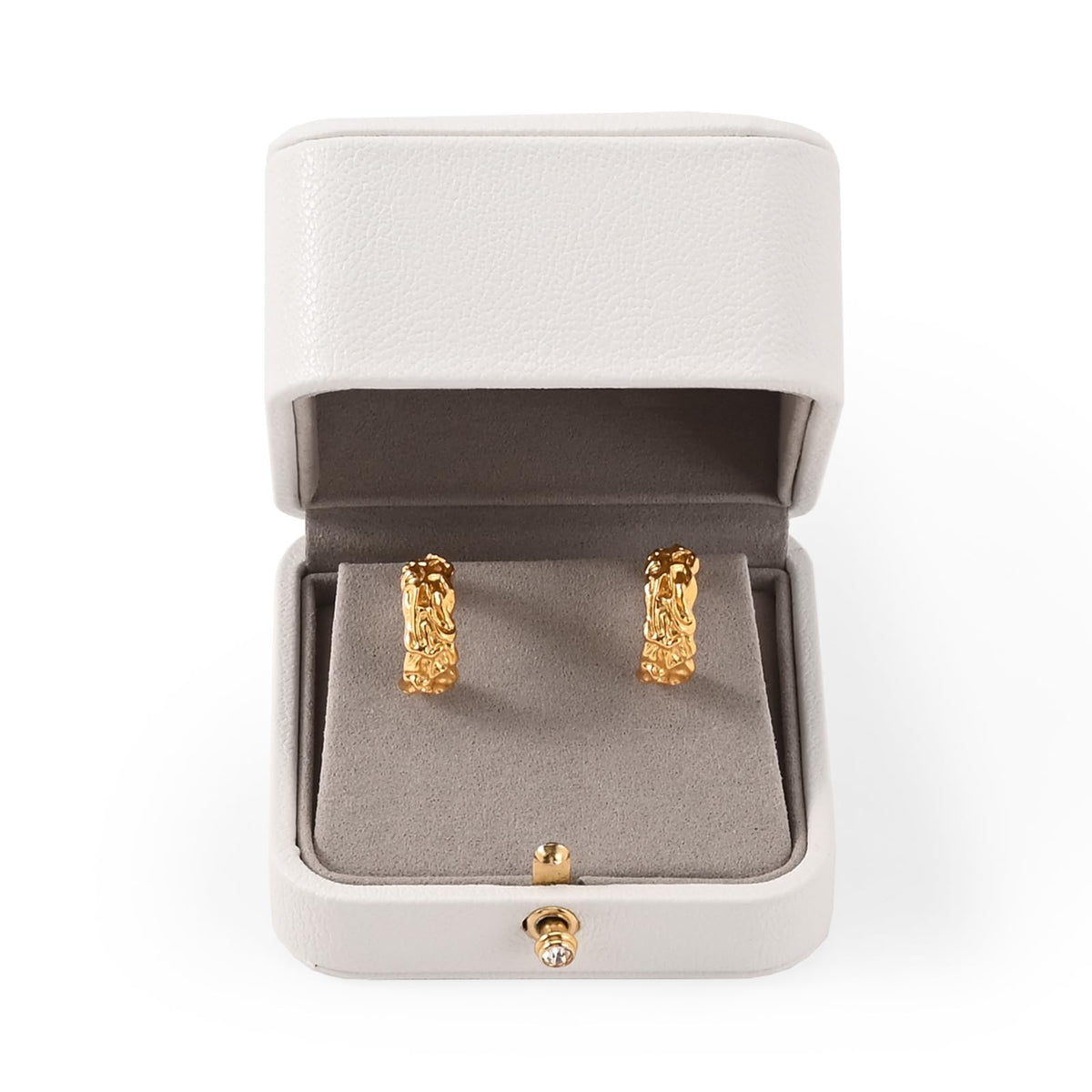 Woodten White Leather Earrings Pendant Gift Box Microfiber Interior Earrings Box for Valentines
