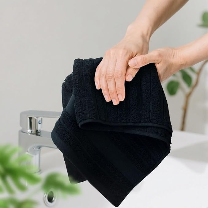 Jacquotha 2-Pack Bathroom Hand Towels Ribbed – Guest Room & Spa Premium Cotton