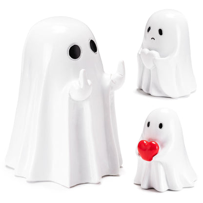 Halloween Ghost Figurine 3pcs Resin Ghost Spooky Statue Set Quirky Gifts Small Figurines for Halloween Party Tabletop Desk Home Decor