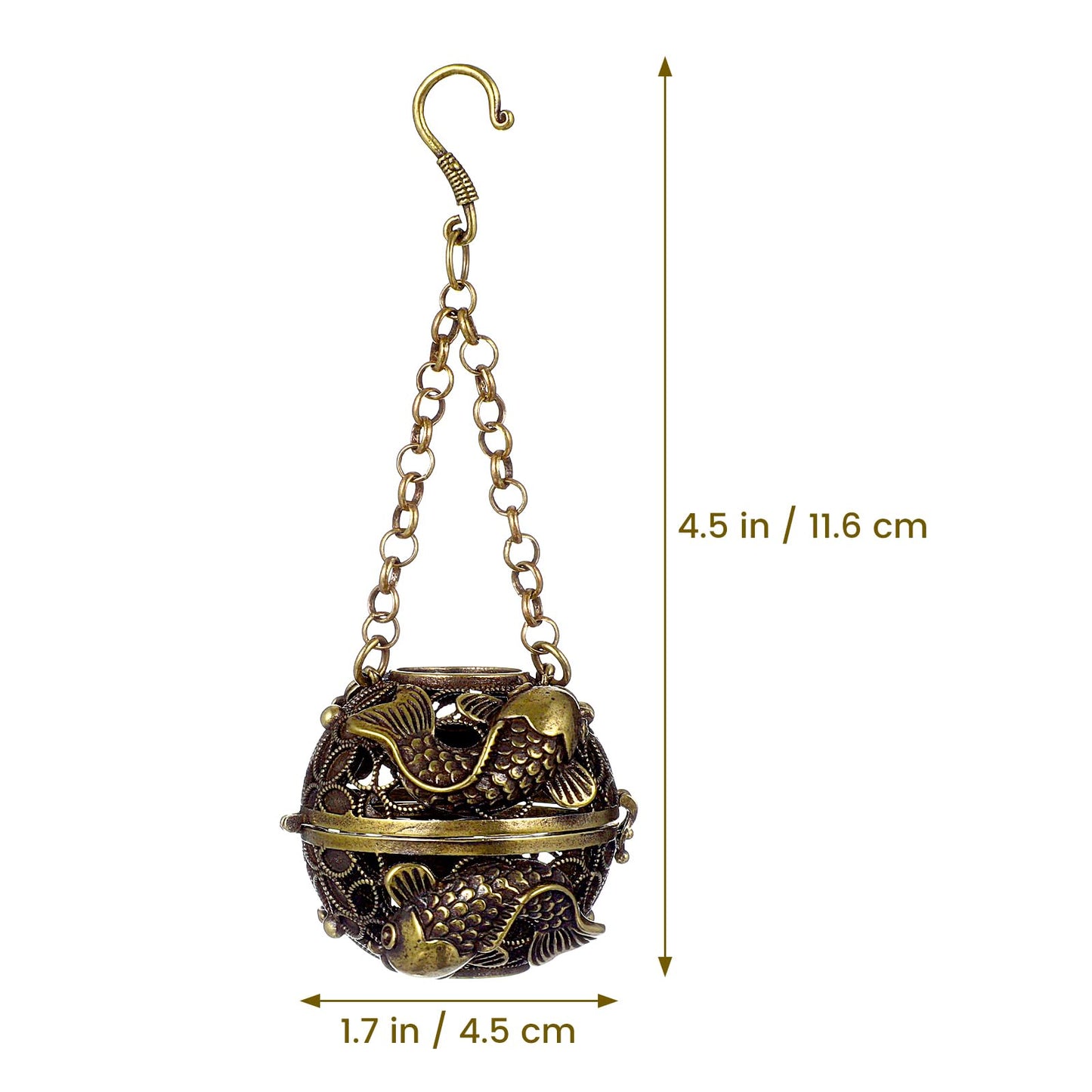 GANAZONO Copper Aromatherapy Ball Incense Burner Hollow Design with Hanging Chain for Home Fragrance Meditation and Room Purifying 4.5X4.5X4.6 Inch