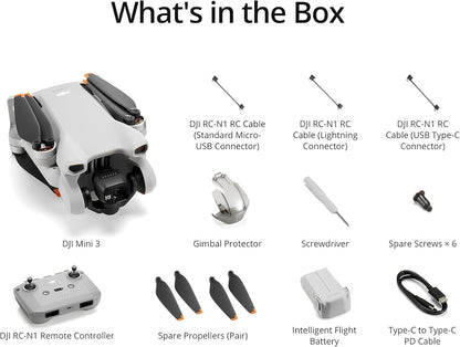 DJI Mini 3 – Lightweight 3x Mechanical Gimbal Mini Camera Drone with 4K HDR Video, 38-min Flight Time, up to 32800ft (10km) Video Transmission, True Vertical Shooting, GPS Auto Return Integrated