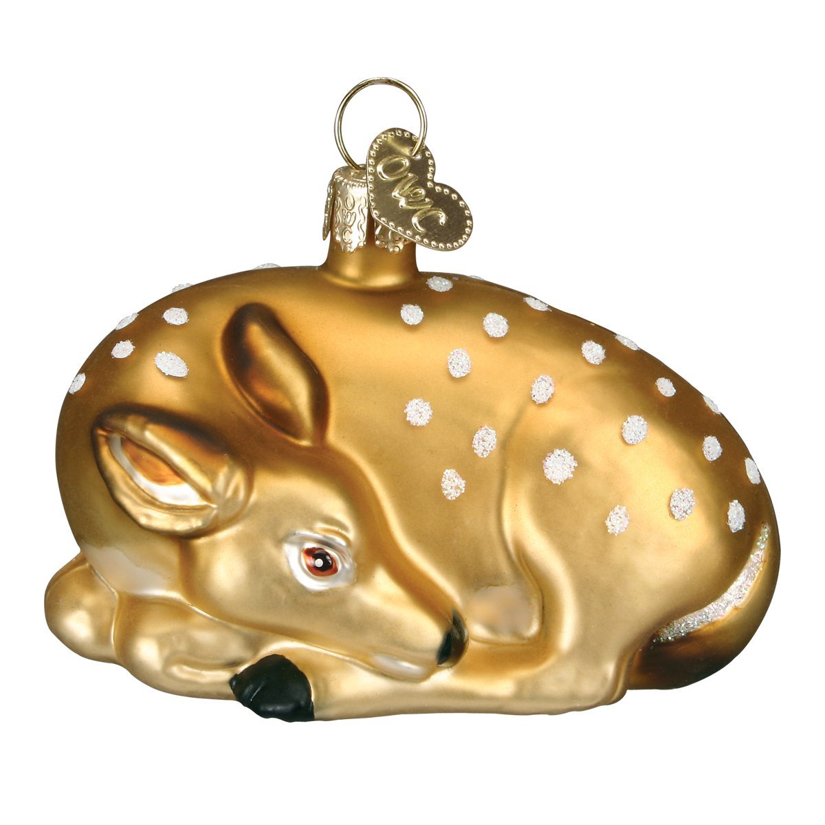 Old World Christmas Fawn Glass Blown Ornament for Christmas Tree, Handcrafted Holiday Decoration, Wildlife Animal Collection