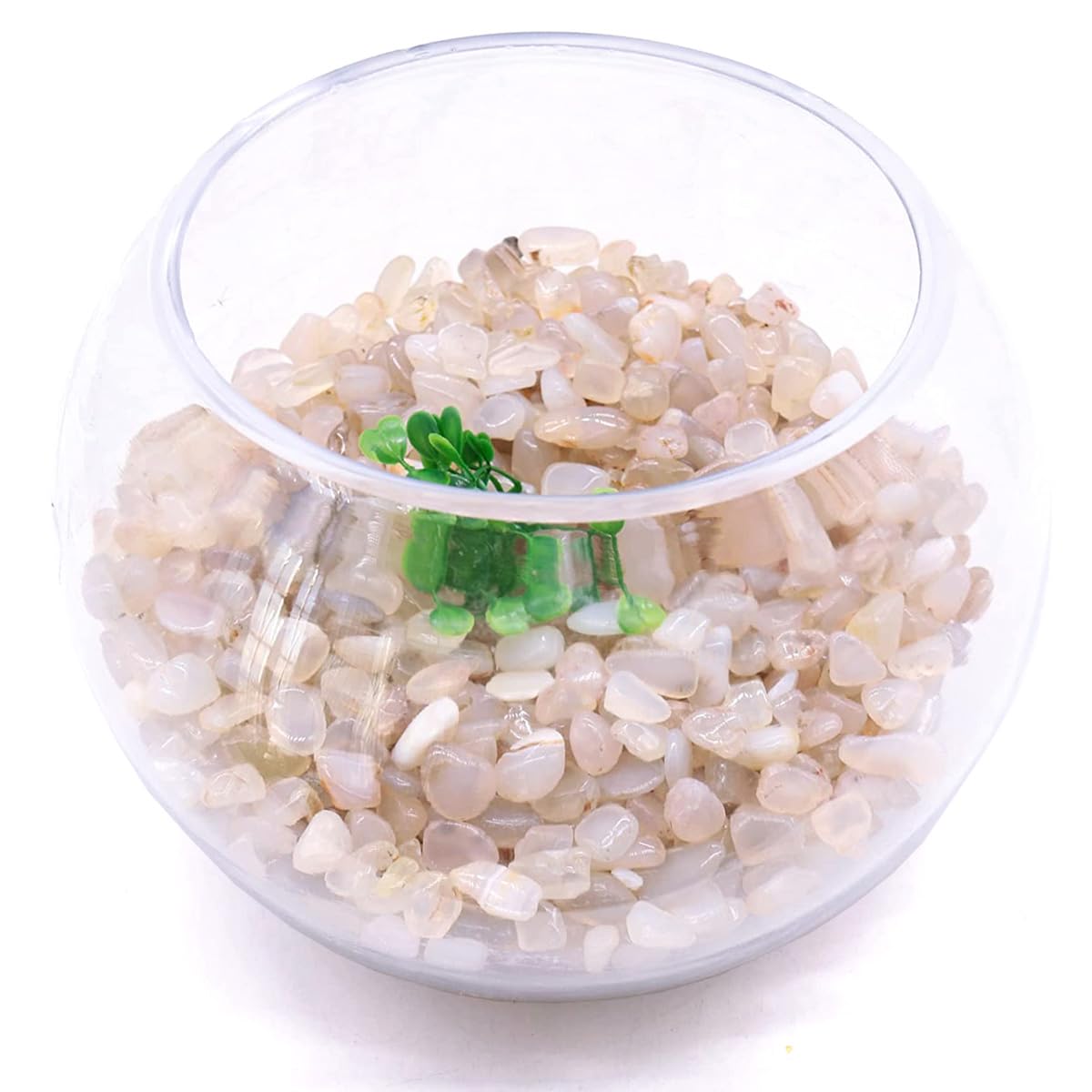 WAYBER Natural White Agate Pebbles, 1 Lb/460g Decorative Rocks Non-Toxic Crystal Stone Irregular Quartz Gemstone Crushed Pieces Tumbled Stone Chips for Jewelry Making/Home Decoration
