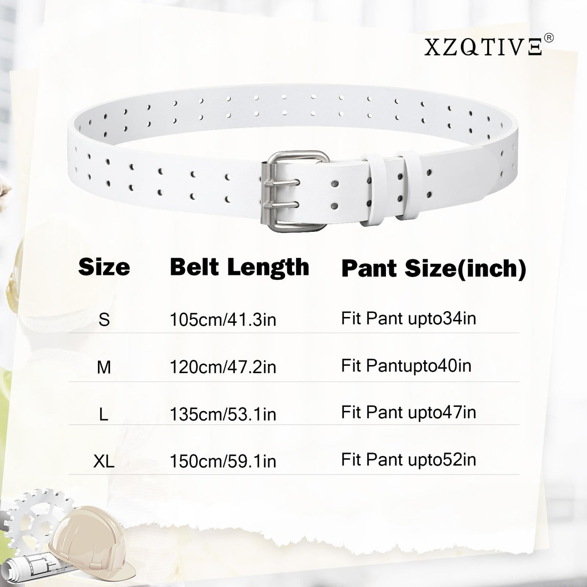 XZQTIVE Men Dual Holes Belt For Jean Pant Casual Leather Belts With Double Prong Buckle