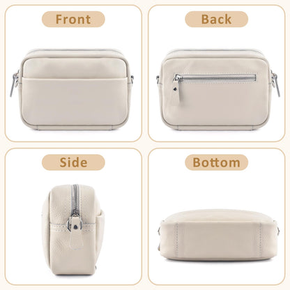 BROTOU Crossbody Bag for Women, Leather Handbag & Shoulder Bag with Adjustable Wide Strap, Chain Strap & 3-Slot Card Holder, Camera Cross Body Bag for Lady Girl Shopping Daily Use (A-Beige)