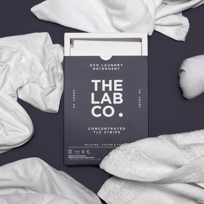 The Lab Co. Laundry Detergent Strips Sheets | 64 Loads | Eco Ultra-Concentrated | Non-Bio for Sensitive Skin | Relaxing Fragrance Cotton Lavender Jasmine