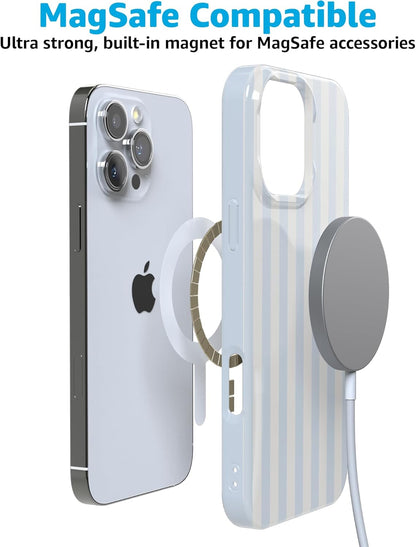 Casely iPhone 16 Pro Max Case | Blue Stripes | Sunday Best | Classic Ultra Slim Design | Compatible with MagSafe