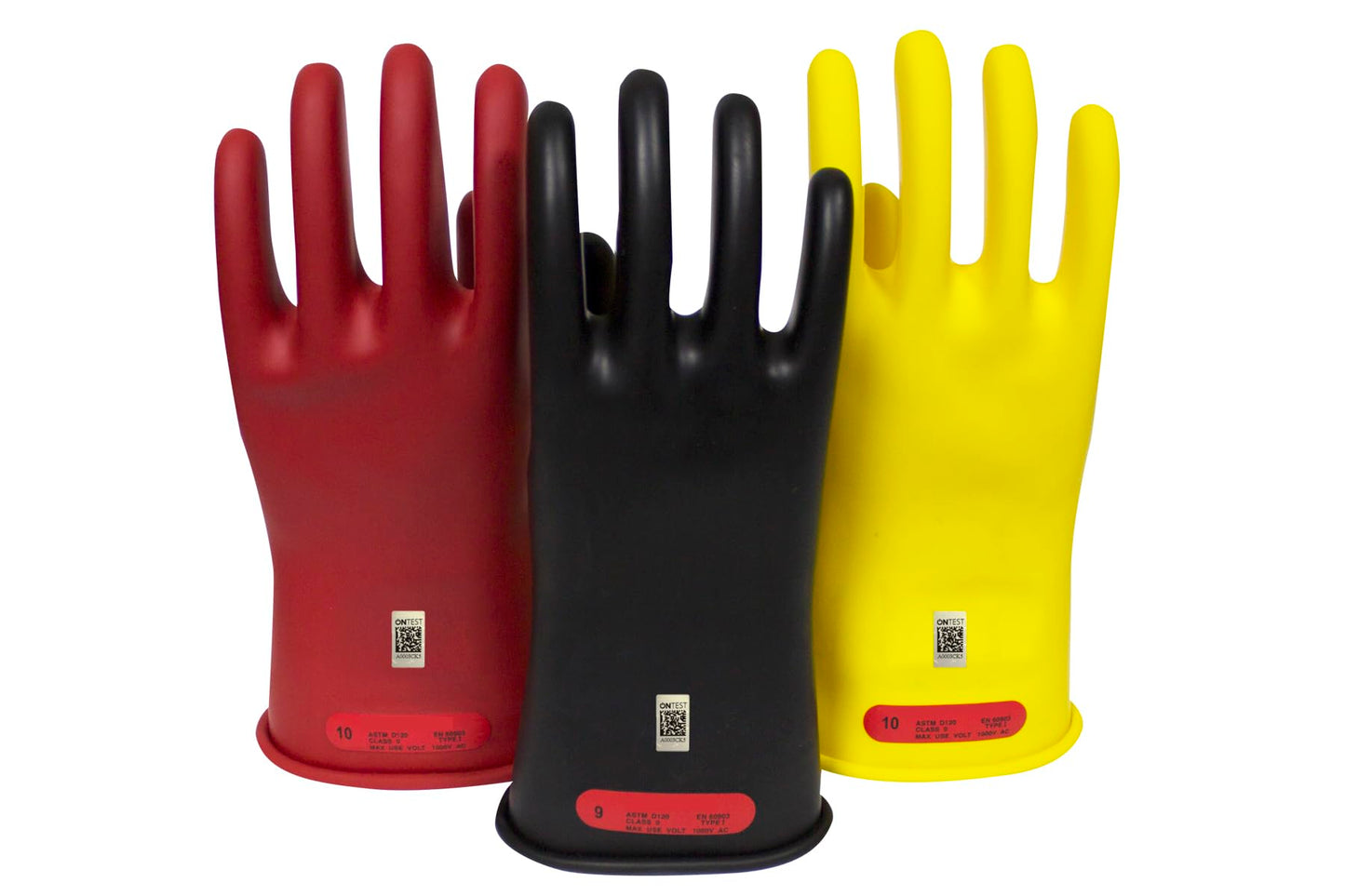 Enespro Class 00 Electrical Gloves 500V AC / 750V DC Black Insulated Rubber Gloves, 11” Electrical Safety Gloves for Linemen, and Utility Workers, Size 8