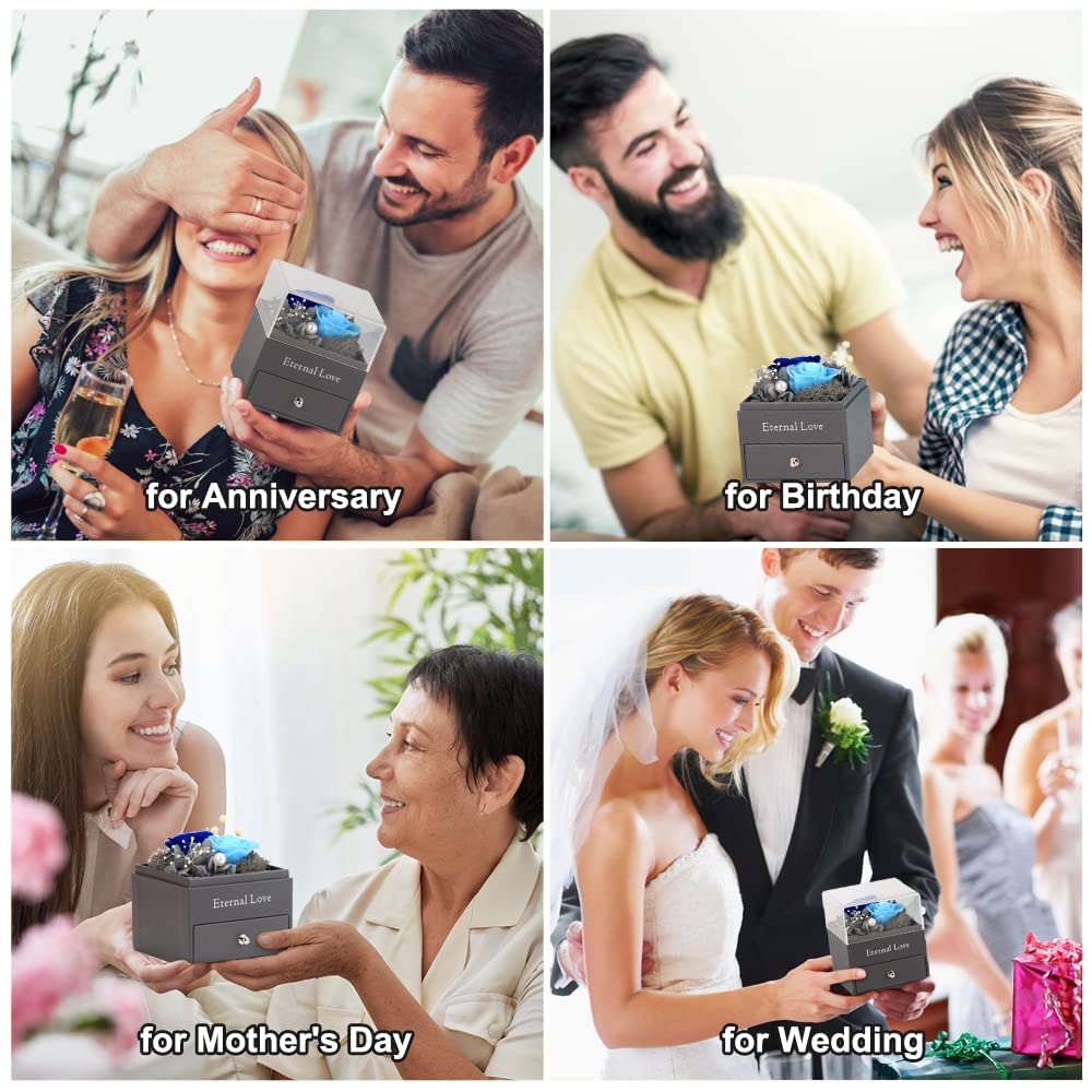 SHOKUTO Preserved Rose,Birthday Gifts for Women Mom Girlfriend,Gifts for Mom Grandma Wife Daughter Sister,Jewelry Boxes with Necklace