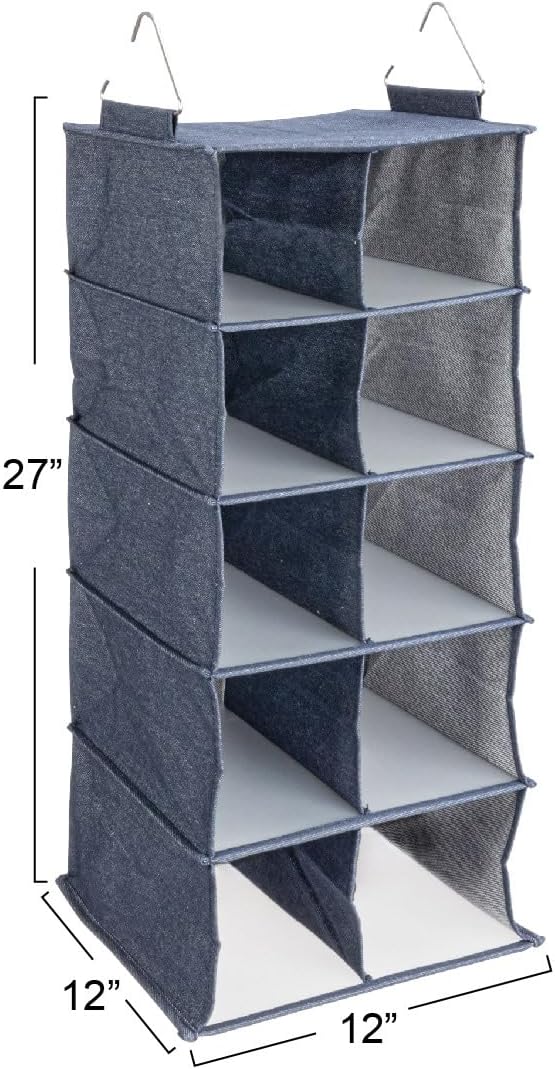 Household Essentials Hanging Cotton Blend and Plastic Closet Shoe Organizer