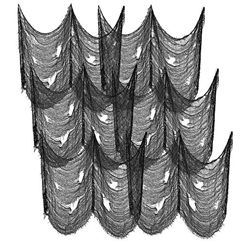 Tmflexe 6 Pack Creepy Cloth 30 x 72 Inch, Spooky Halloween Polyester Decorations Scary Gauze Cloth Doorways Indoor Halloween Decorations Outdoor Yard Home Wall Decor