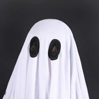 Noubeau Unisex Kid Ghost Costume Girl Halloween Fancy Dress Cosplay Boy White Boo Ghost Cloak Child Spooky Trick-or-Treating(White,5-7 Years)