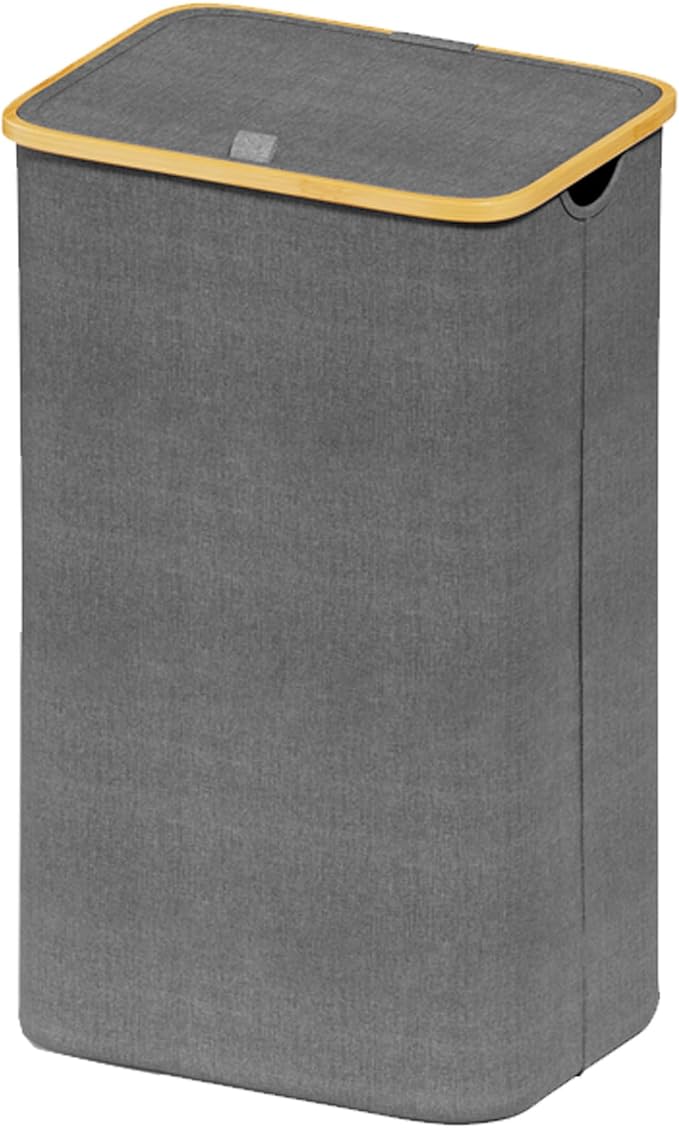 SUOCO Laundry Hamper with Lid, 29 Gal Clothes Basket with Bamboo Handles