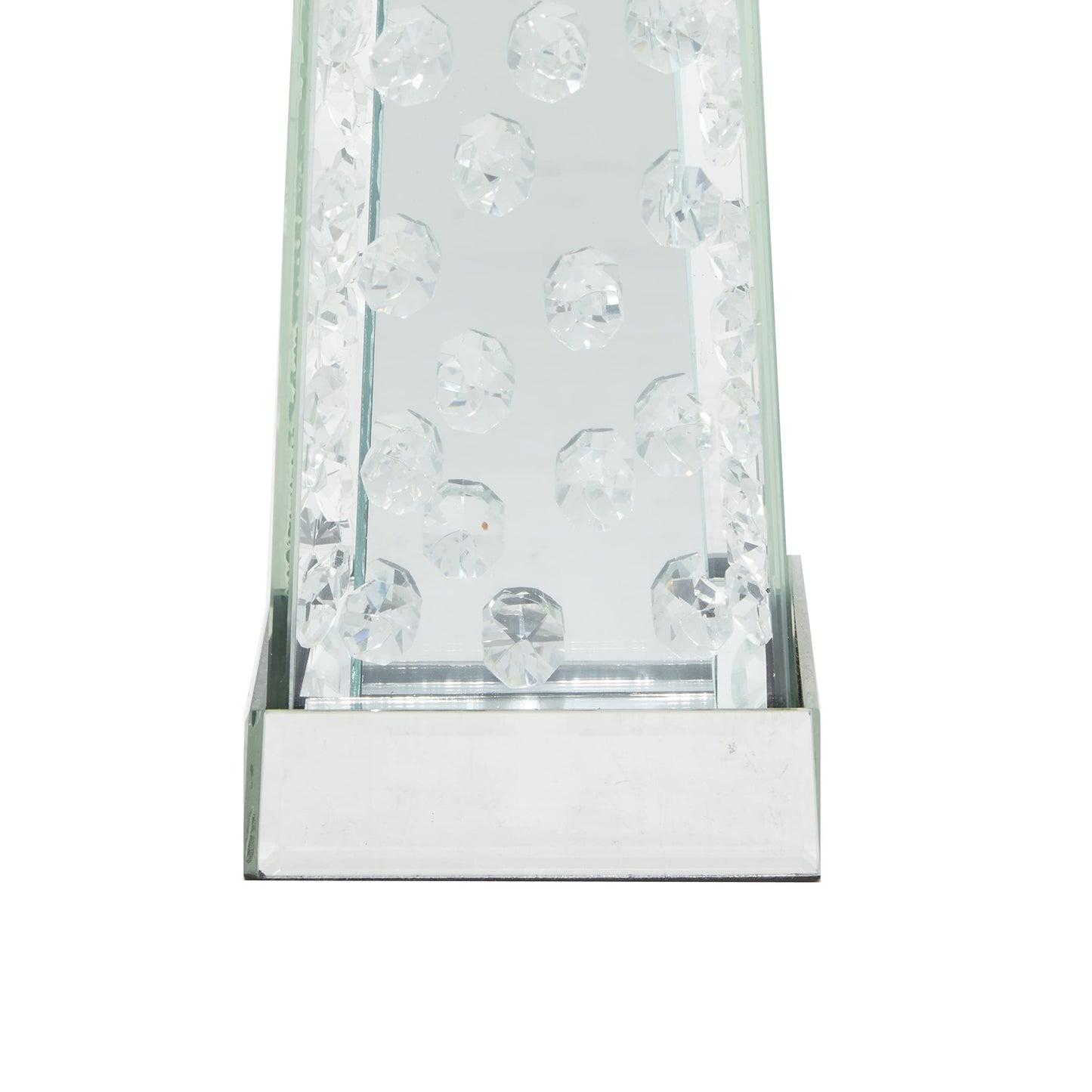 Deco 79 Glass Candle Holder, 4" x 4" x 14", Silver