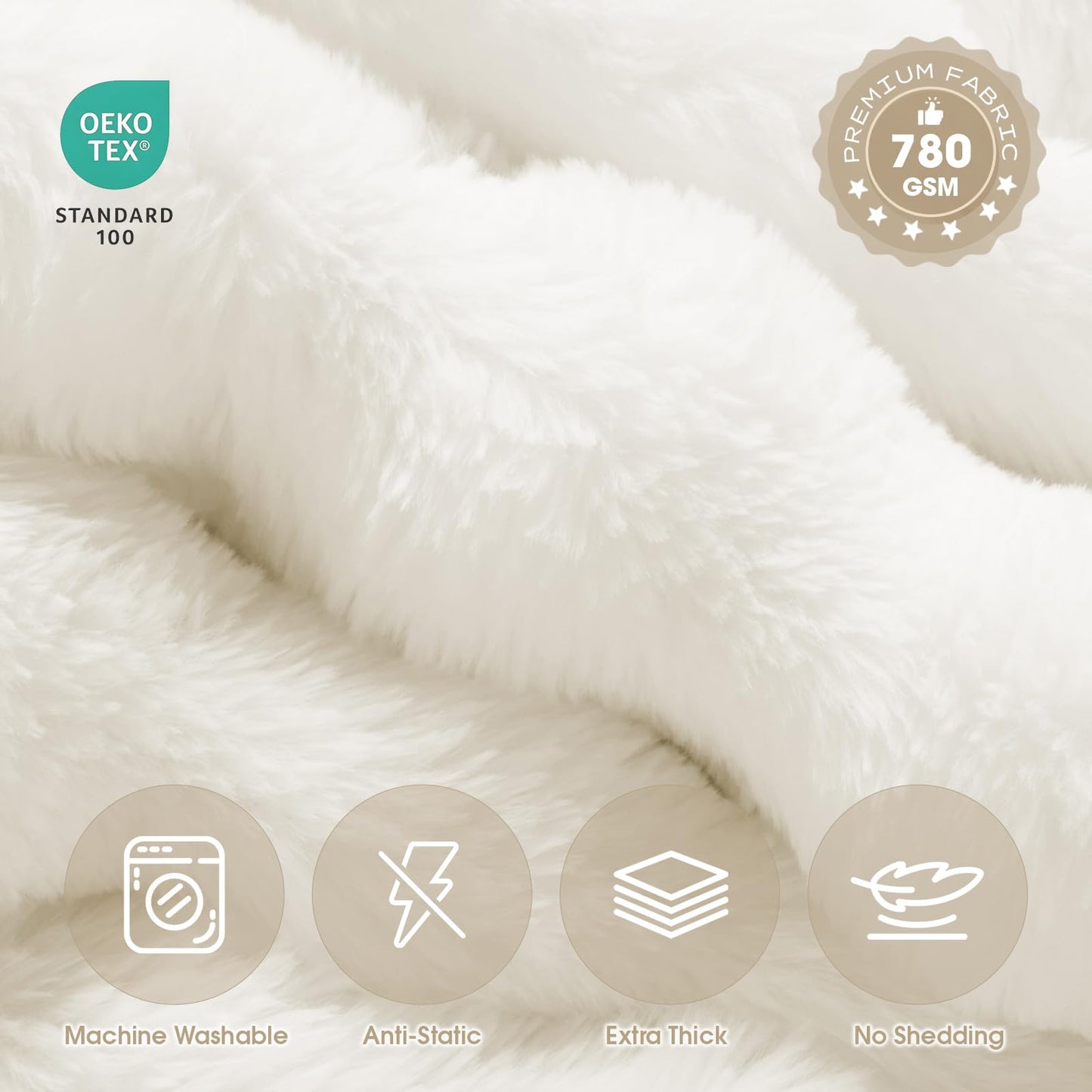 BEDCOOL Luxury Fluffy Faux Fur Throw Blanket, Soft Plush Thick Minky Bubble Blanket for Couch Sofa Bedroom Living Room, Perfect Home Decor Gift for Women, 50 * 60 in,White