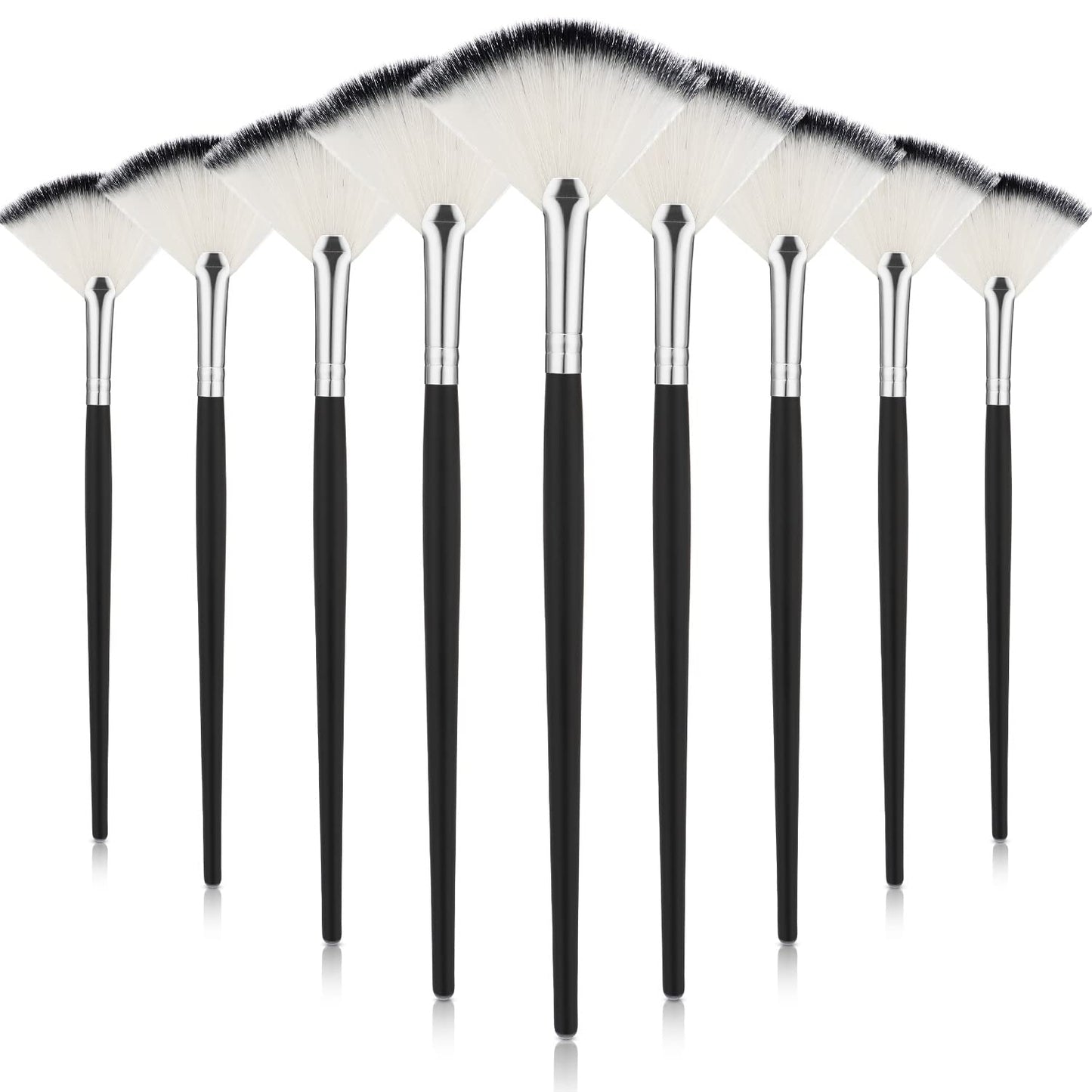 9 Pieces Facial Fan Mask Brushes, Soft Facial Applicator Brushes Tools for Peel Glycolic Makeup for Mud Cream(Champagne)