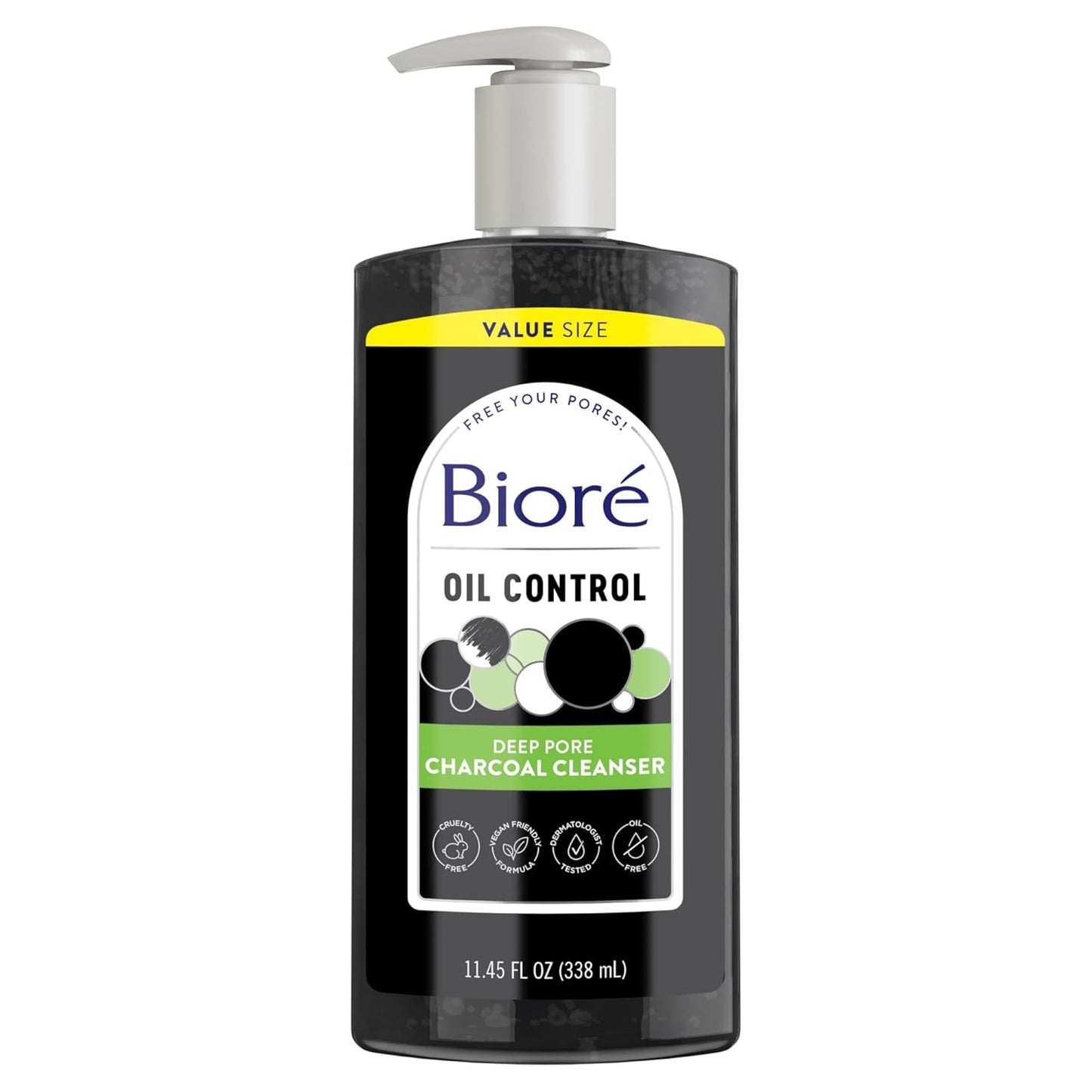 Biore Deep Pore Charcoal Face Wash, Daily Facial Cleanser for Dirt & Makeup Removal, for Oily Skin, 6.77 Oz