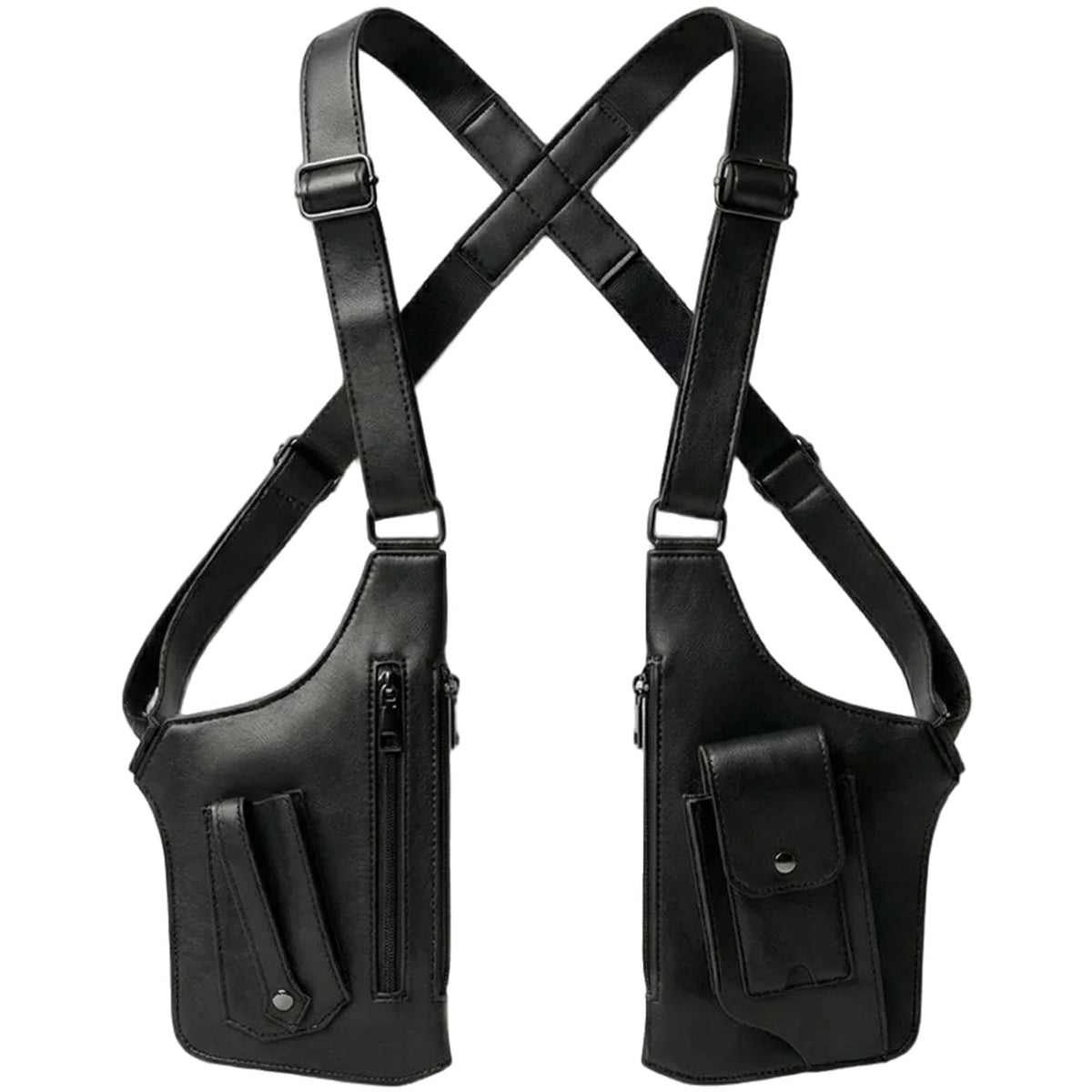 Men’s Underarm Shoulder Holster Bag Anti-Theft Crossbody Sling Bag Concealed Style EDC Pouch Adjustable Straps Multi Pocket (Vegan Leather)