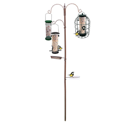 DIVCHI Bird Feeders Hanging Station With 2 Dishes Feeder Pole, Feeding Station, Metal Bird Feeder Stand, Feeders For Small Birds Garden Decorations (Only Station, Feeder Not Included)
