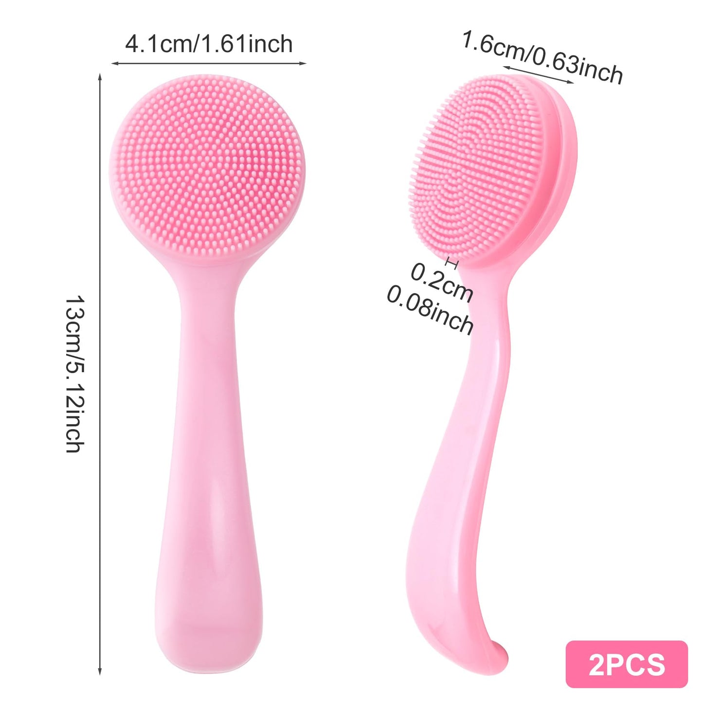 2 Pack Silicone Manual Facial Cleansing Brush, Skin Friendly Waterproof Face Cleaning Scrubber Exfoliator Cleanser for Blackheads Whiteheads Makeup Residues Removal- Blue & Pink